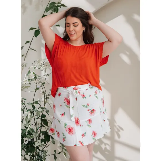 Pollera/falda Corta Casual De Fibrana Estampada Panacea