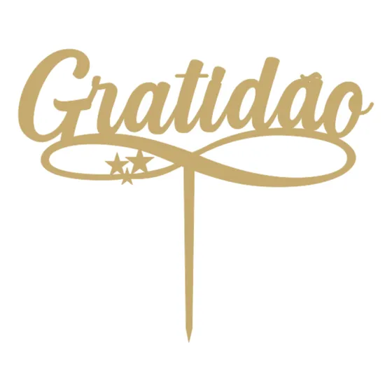 Topo Bolo Topper Acrilico Decoração Festa Gratidão