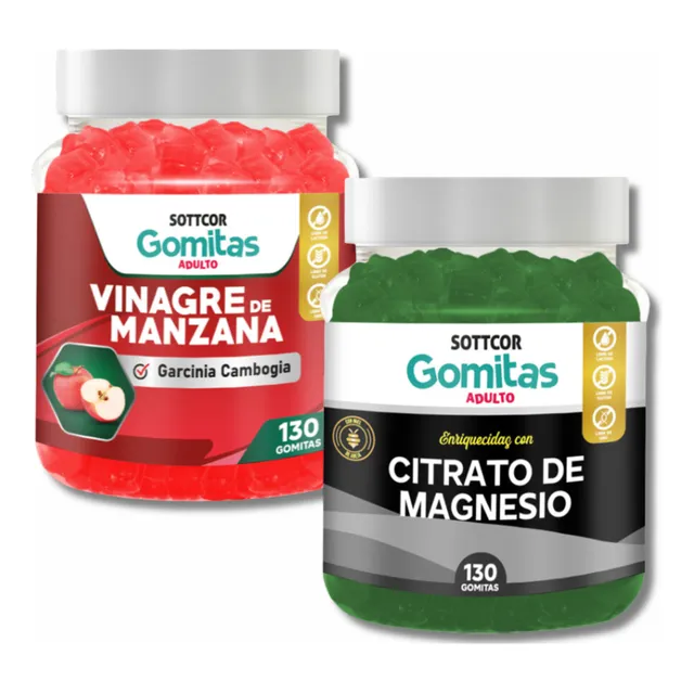 Gomitas Sottcor Vinagre De Manzana Y Magnesio X 130 Unidades
