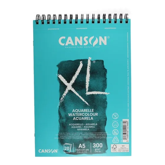 Bloque de papel Canson Xl Aquarelle 20fls A5 300g