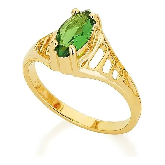 Anel Formatura Rommanel Feminino Zircônia Verde 511181 Lindo