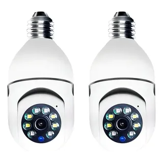 Kit 2 Câmeras Segurança 360º Jortan Wifi Ip Hd Visão Noturna Lâmpada Camera Lâmpada Wifi 360
