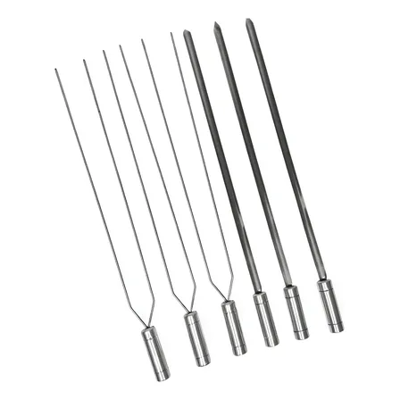 Kit 6 Espeto Para Churrasco Inox Reforçado 70cm Profissional Inox Churrasqueira Manopla Térmica Espada e Duplo