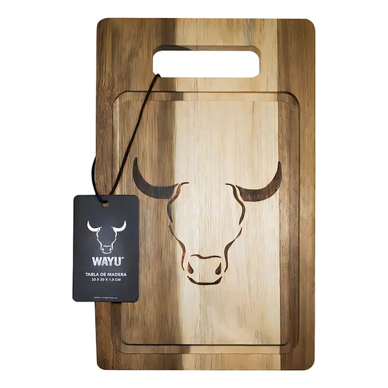 Tabla De Cortar Picar Carne Acacia 33cm Wayu Asado Parrilla Color Marrón tabla wayu