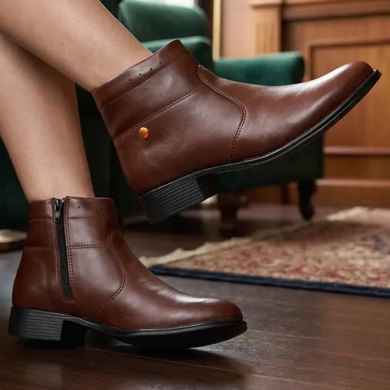 Bota Feminina Coturno Botinha Salto Baixo Country Cano Curto