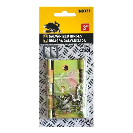 Bisagra Cuadrada Galvanizada - 3 Pulgada - 12 Pcs