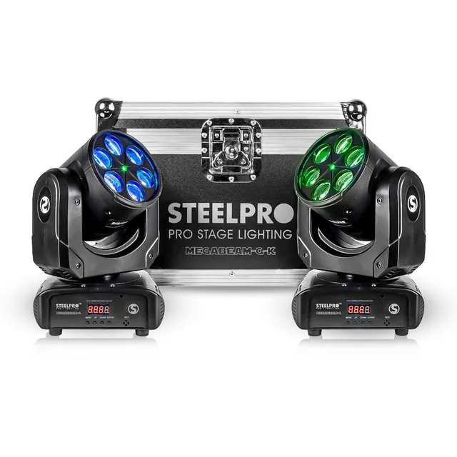 Case Con 2 Cabezas Roboticas Rgbw + Laser Verde - Steelpro