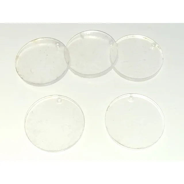 20 Circulos 55mm Acrilico 4/3,2 Mm Cristal Con Orificio 