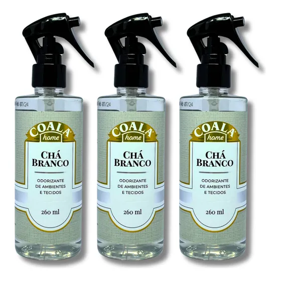 Kit 3 Coala Odorizante De Ambiente Tecidos Chá Branco 260ml