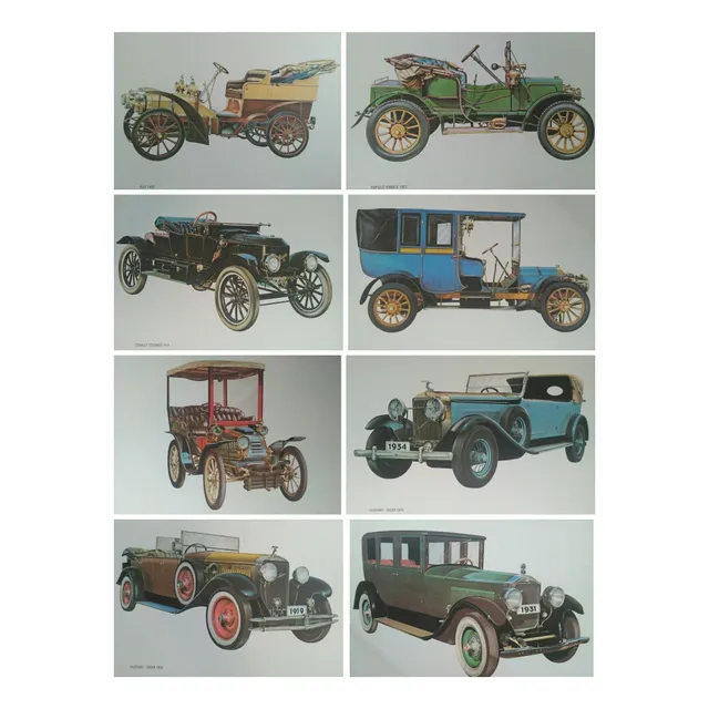 Litografías Automóviles Carros Antiguos Coleccionista 8 Pzas