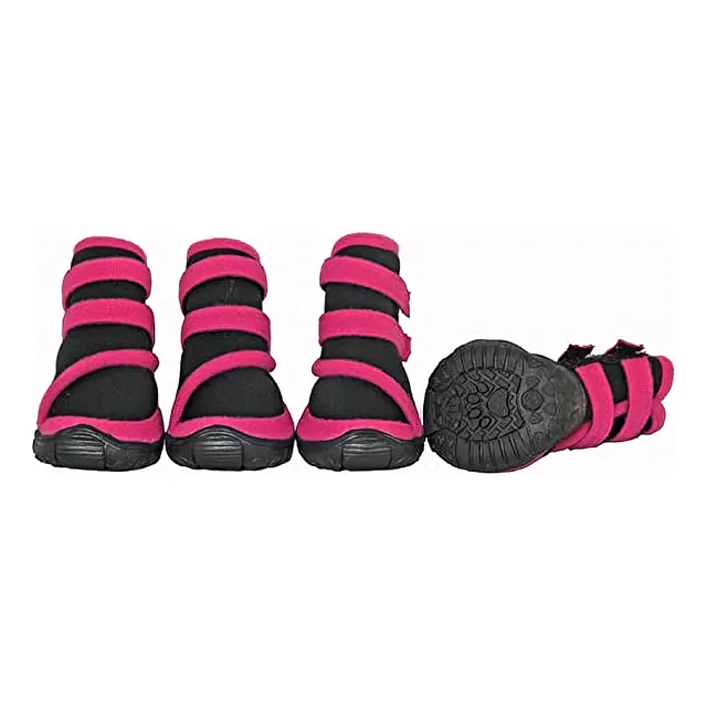 4 Botas De Neopreno Elástico Para Perro Pequeño Negro/rosa S