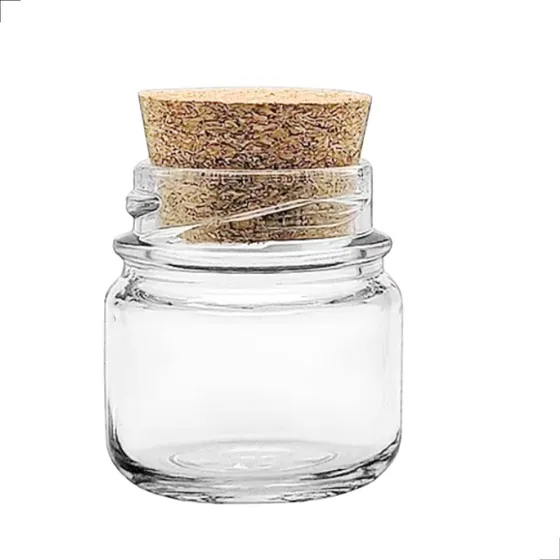 10 Mini Pote De Vidro 40ml Para Velas Doces Tampa De Rolha Cor Transparente