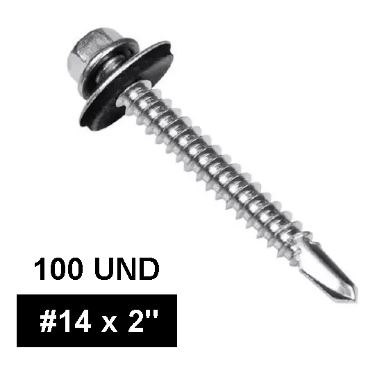 Tornillos Autotaladrantes De Acero Techos #14 X 2 Pulgadas