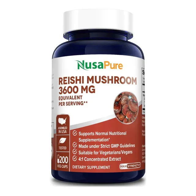 Hongo Reishi 3600mg Nusapure 200 Cápsulas Hecho En Usa Sabor S/n