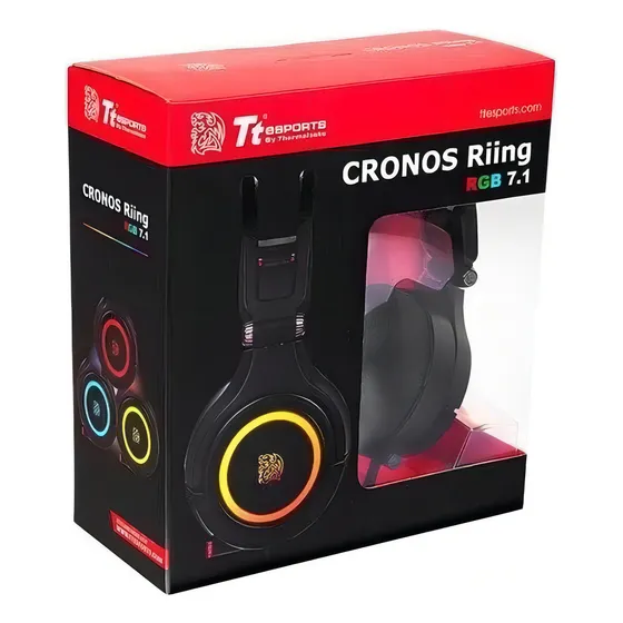 Headset Cronos Riing Rgb 7.1 Digital 3d Thermaltake Cor Preto/Vermelho