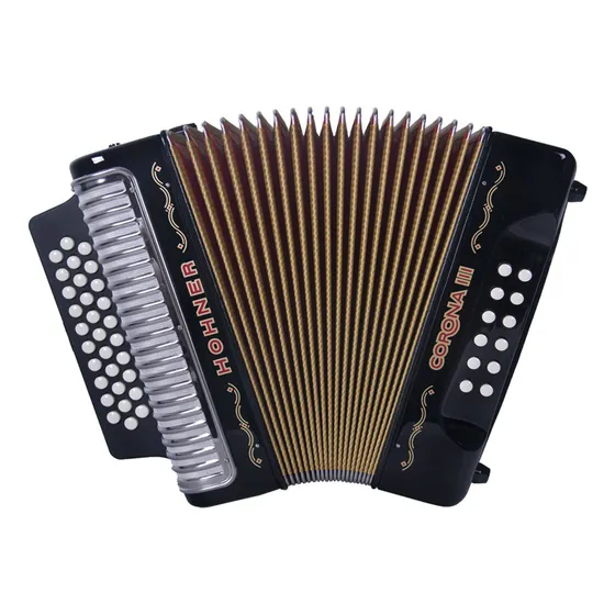 Acordeon Hohner Corona Iii Adg Negro Color Blanco