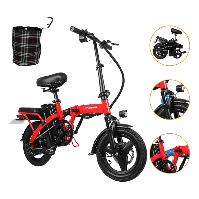Honey Whale S6-s Bicicleta Eléctrica Motor 750w Velocidad 35km/h Autonomía 40km Batería 10ah Plegable Para Adultos Color Rojo Honeywhale Moto Electrico