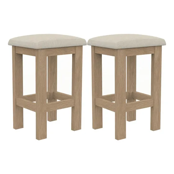 Banco Madera Maciza Tapizado En Tela - Precio Por 2 Bancos Color Inovata