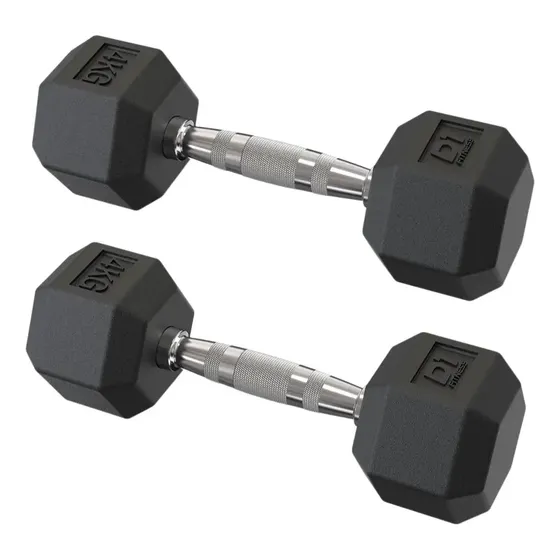 Par De Halteres 4kg Dumbbell Sextavado Emborrachado