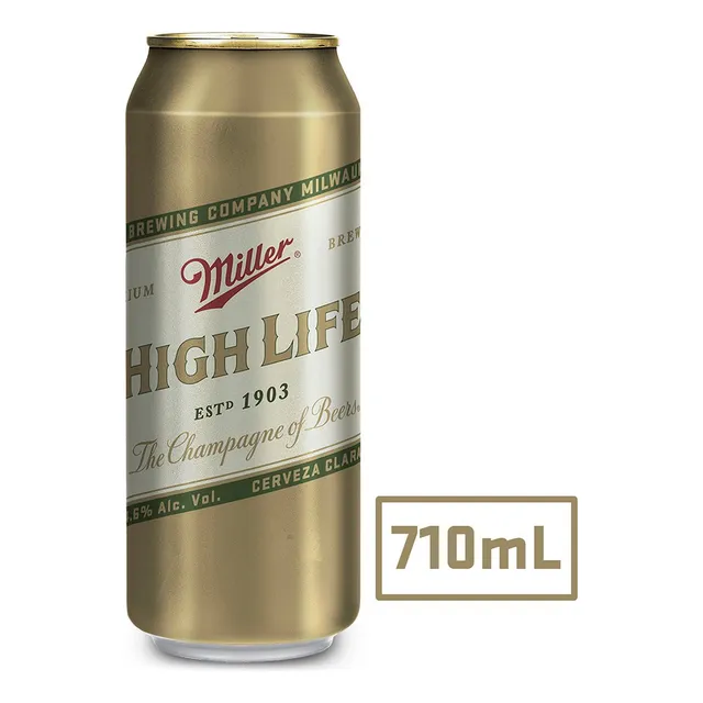 Cerveza Miller High Life Lager dorado lata 710 mL