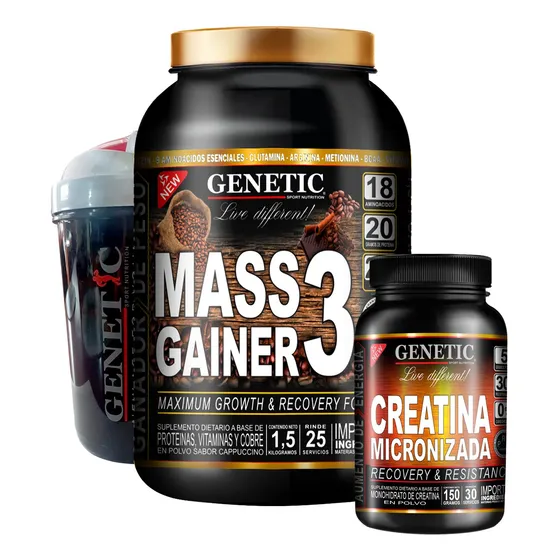 N°1 Fuerza Masa Muscular Gainer 1.5k Creatina Shaker Genetic