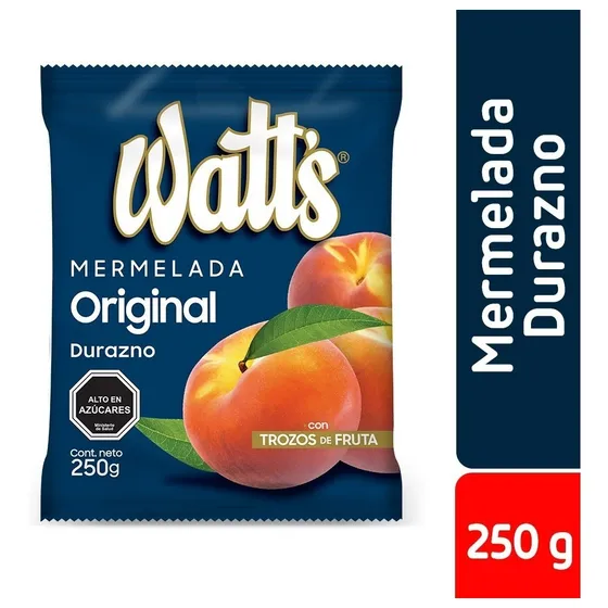 Mermelada Watt S Durazno Con Trozos Bolsa 225 G