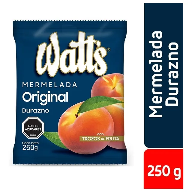 Mermelada Watt S Durazno Con Trozos Bolsa 225 G