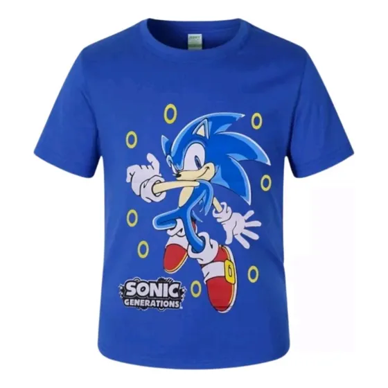 Camiseta Fantasia Infantil Sonic Azul 