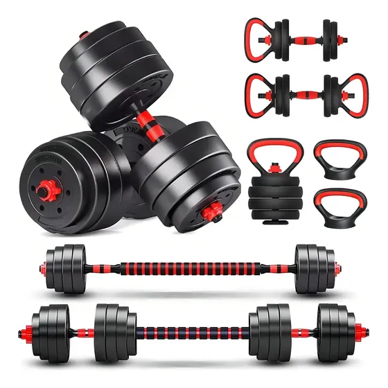 Set Pesas JR Kit Pesas Plus 20 Kg Negro Mancuernas Barra Rusa Push Up | Cuotas sin interés