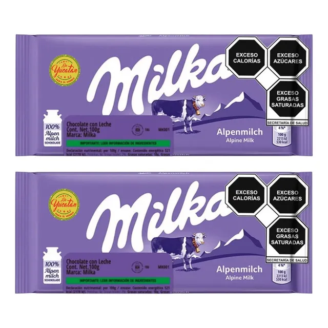 2pza Chocolate Con Leche Milka Alpine Milk 100g C/u