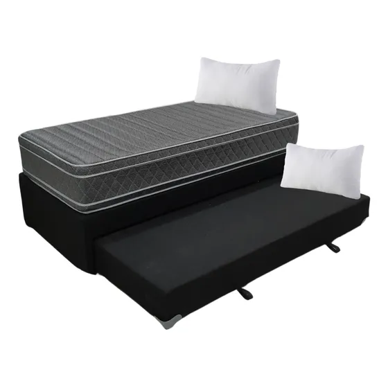 Sommier Carricama Ayfa Colchon Diamante 1 1/2 Plaza 90x190 Color Negro Con Gris