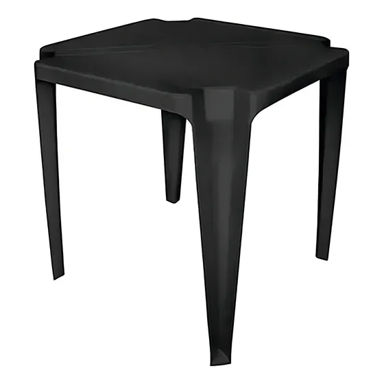 Mesa Plástico Quadrada 70x70 Multiuso Empilhavel Branca Cor Preto