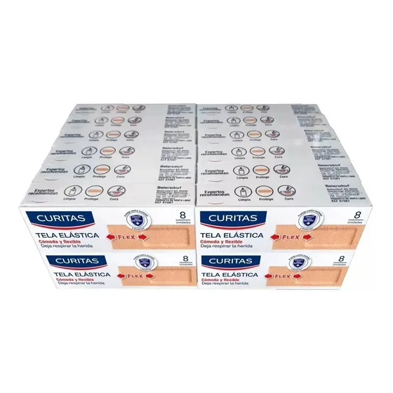Curitas Aposito Tela Elastica Adhesiva Pack 24 Cajas X 8 Un