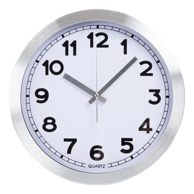 Home Reloj Pared Aluminio Cepillado 12.0 In Plateado
