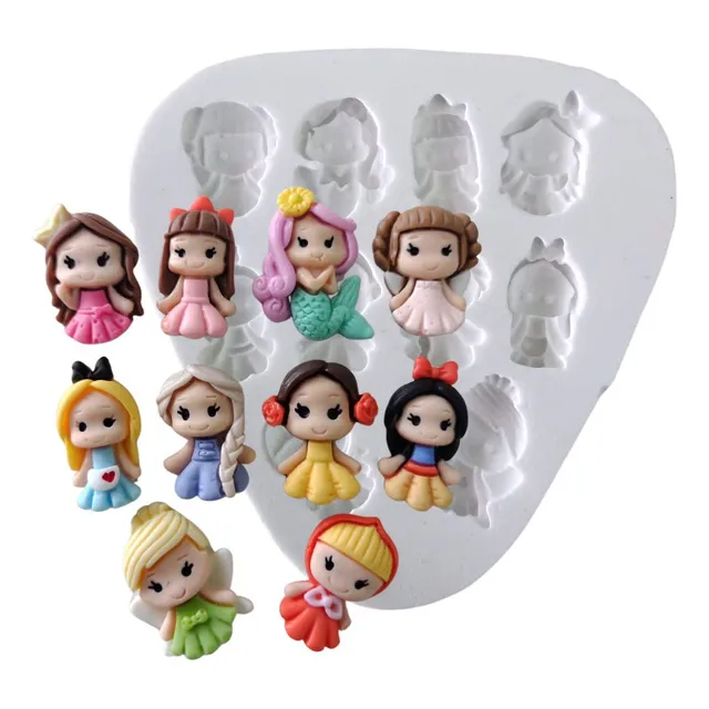 Forma Silicone Princesas Baby Aplique Confeitaria Resina