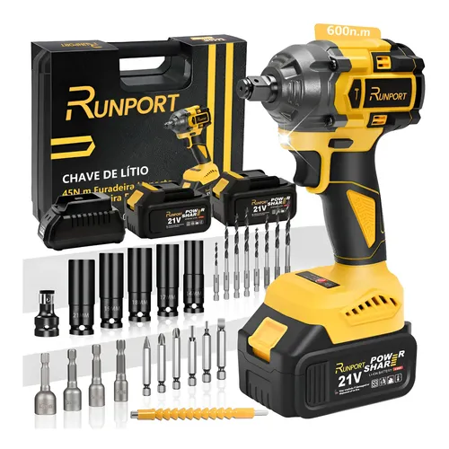 Chave Impacto Bateria LMKB 24V 600W Parafusadeira com Acessórios