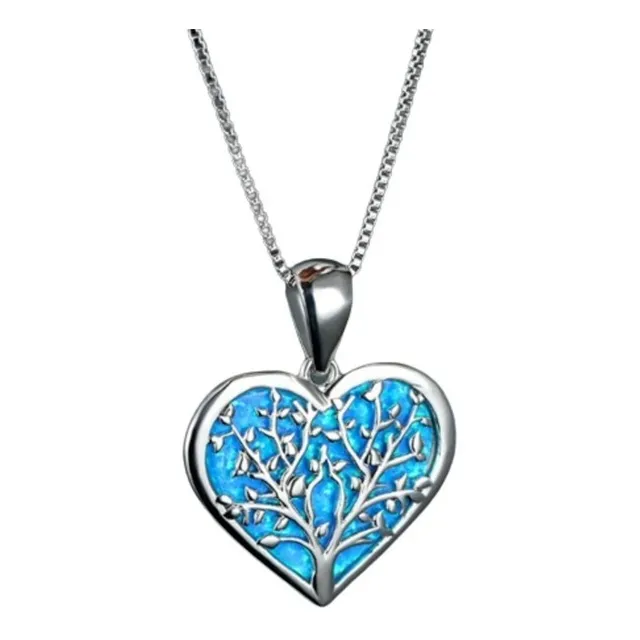 Collar Con Dije Árbol De La Vida, Corazón De Ópalo, Importad
