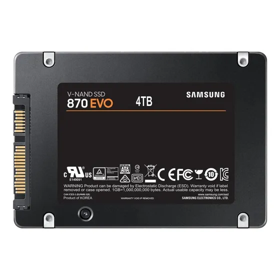 Disco sólido interno Samsung SSD 4TB 870 EVO SATA III 2.5 MZ-77E4T0BW preto