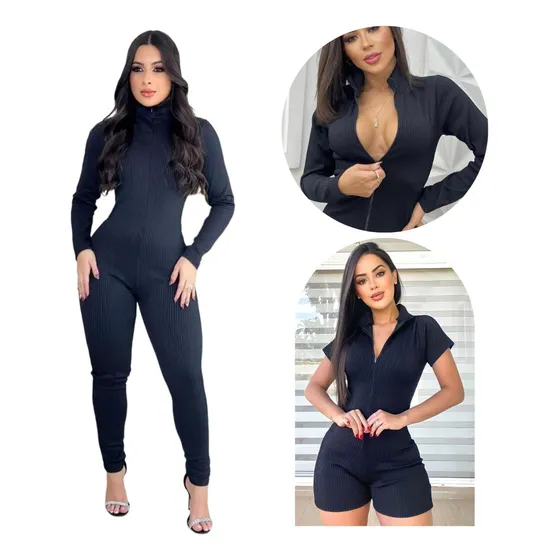 Kit Macacão Macaquinho Feminino Virginia Ziper Moda Gringa