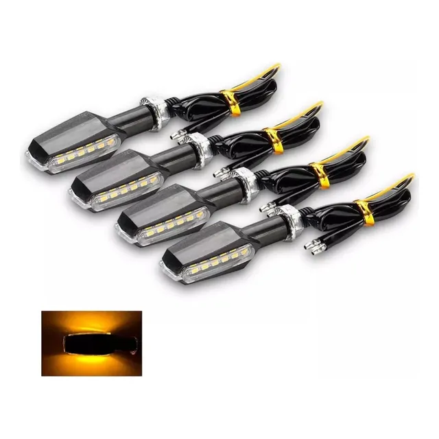 Juego 4 Giros Led Ambar Doble Cara Guiño Universal Moto 12v