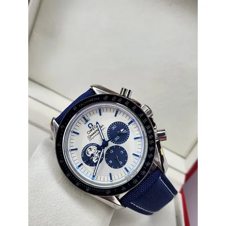 Relógio Omega Speedmaster Snoopy Automatico Com Caixa Azul Branco