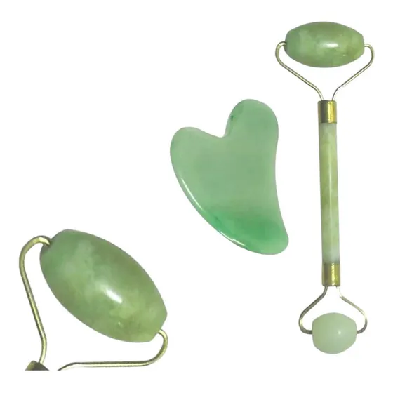 Set Facial Roller & Massager 3 En 1  Rodillo + Gua Sha