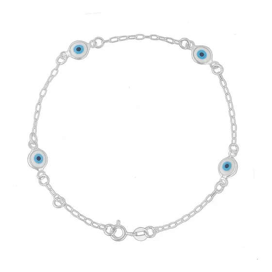 Bracelete Pulseira Feminina Olho Grego De Prata 925 Legítima Comprimento 19 Cm Diâmetro 20 Cm