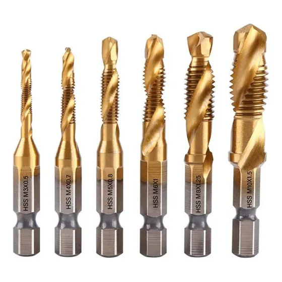 Set 6 Brocas Mechas Fresa Titanio Con Estriado Metal Electro