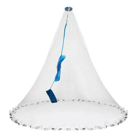 Atarraya Red Tanza Monofilamento Pesca 3.6 M Soga Muñequera Color Blanco