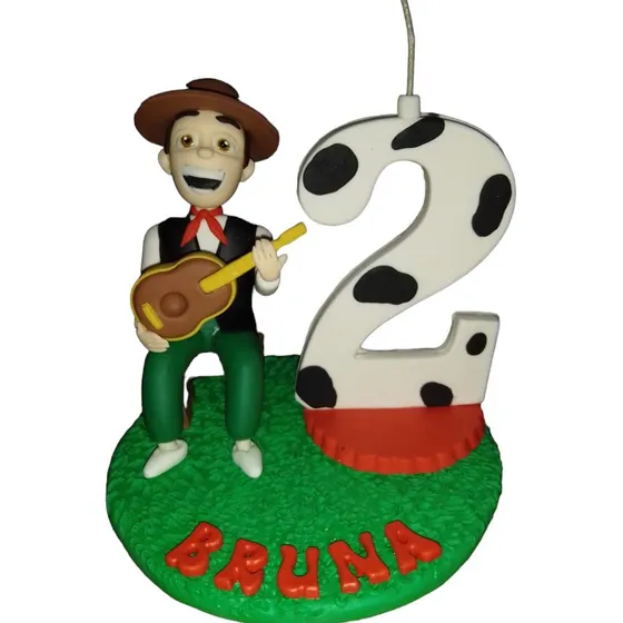 Adorno De Torta Con Vela De La Granja De Zenon