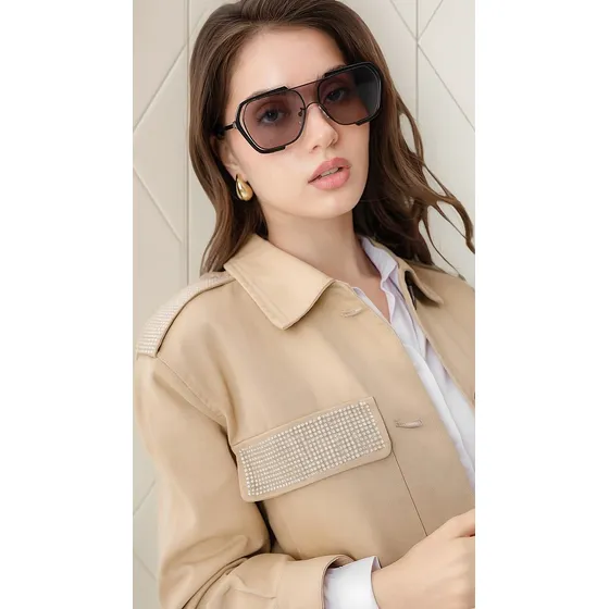 Campera Upminorista Gabardina Strass Mujer