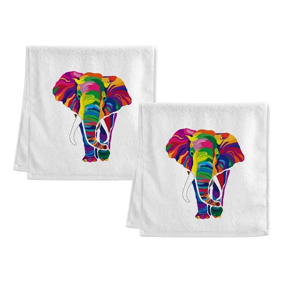 Alaza Toalla Colorida Elefante 100% Algodon Mano Para Baño X