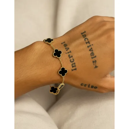 Pulseira Feminina E Masculina Trevo Da Sorte Banhada A Ouro Dourado 5.08 Cm 20 Cm