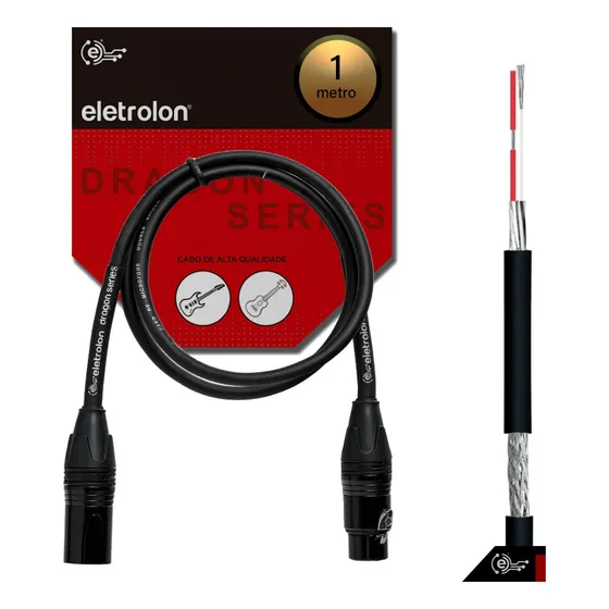 Cabo De Microfone Balanceado Xlr Macho Xlr Femea 1m Metro